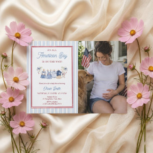 Patriottische Rode Witte Blauwe Baby Shower Uitnod Kaart