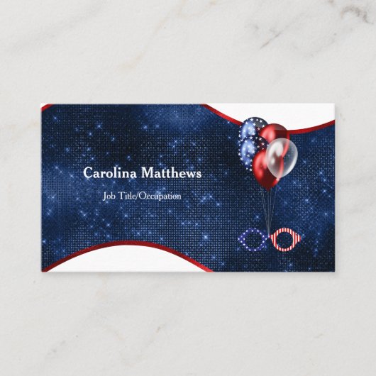 Patriottische rode witte blauwe ballonnen visitekaartje (Voorkant)
