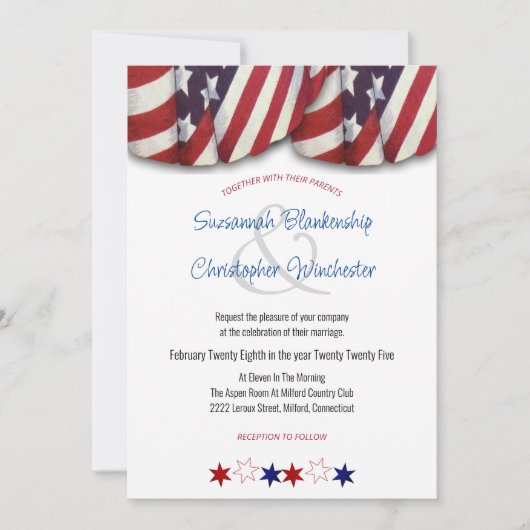 Patriottische rode, witte, blauwe bundel en sterre kaart (Voorkant)