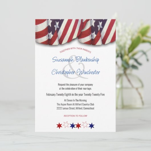 Patriottische rode, witte, blauwe bundel en sterre kaart (Staand voorkant)