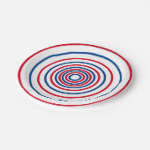 Patriottische rode witte blauwe cirkels strepen va papieren bordje (Gekanteld)