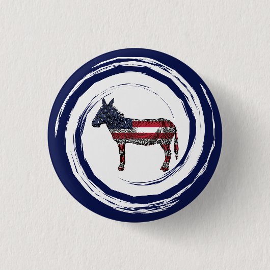 Patriottische Rode Witte Blauwe Ezel Ronde Button 3,2 Cm (Voorkant)