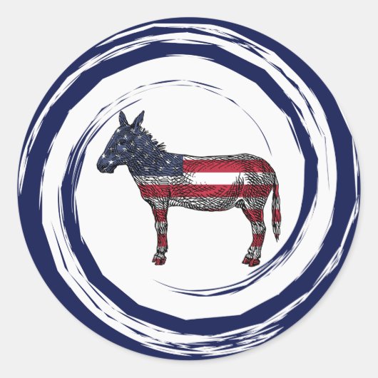 Patriottische Rode Witte Blauwe Ezel Ronde Sticker (Voorkant)