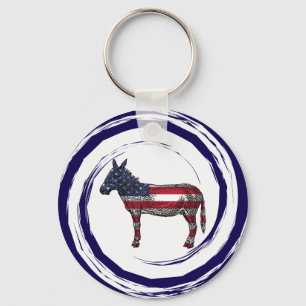 Patriottische Rode Witte Blauwe Ezel Sleutelhanger