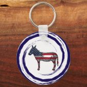 Patriottische Rode Witte Blauwe Ezel Sleutelhanger (Voorkant)