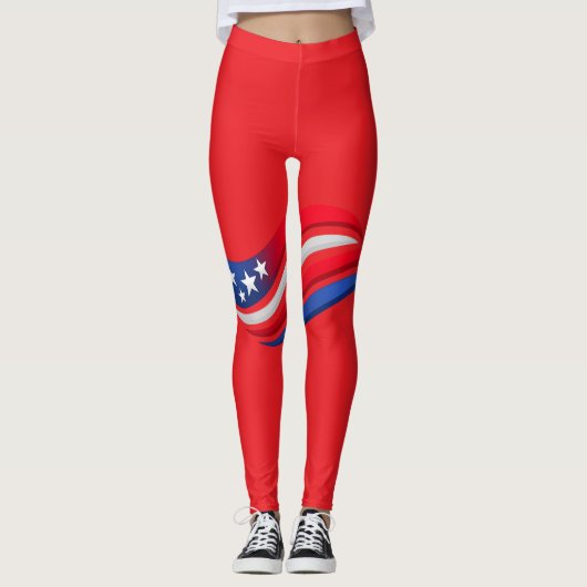 Patriottische Rode Witte Blauwe Leggings – USA Ste (Voorkant)