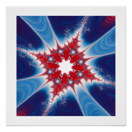 Patriottische Rode Witte & Blauwe Mandelbrot Fract Perfect Poster