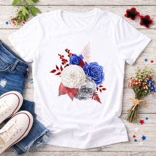 Patriottische Rode Witte Blauwe Rozen Tri-Blend Shirt