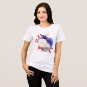 Patriottische Rode Witte Blauwe Rozen Tri-Blend Shirt (Voorkant volledig)