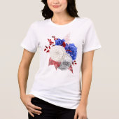Patriottische Rode Witte Blauwe Rozen Tri-Blend Shirt (Voorkant)