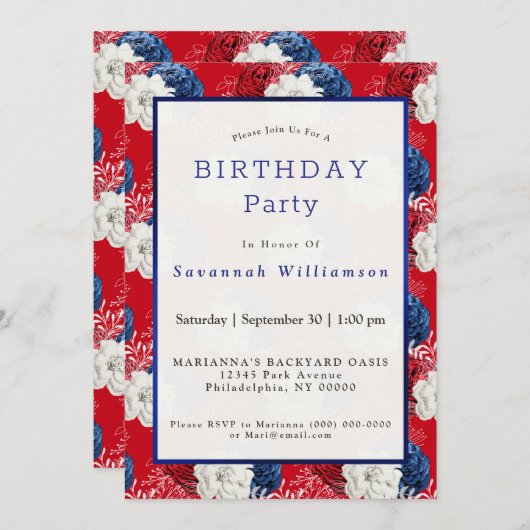 Patriottische rode witte blauwe Rozen van zaterdag Kaart (Voorkant / Achterkant)