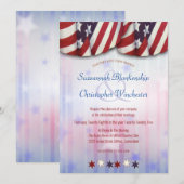 Patriottische rode witte blauwe slinger achtergron kaart (Voorkant / Achterkant)