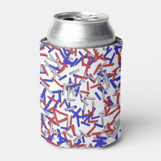 Patriottische Rode Witte Blauwe Sprinkels Blikjeskoeler (Blikje Voorkant)