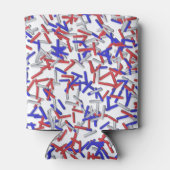 Patriottische Rode Witte Blauwe Sprinkels Blikjeskoeler (Achterkant)
