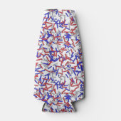 Patriottische Rode Witte Blauwe Sprinkels Flesjeskoeler (Voorkant)