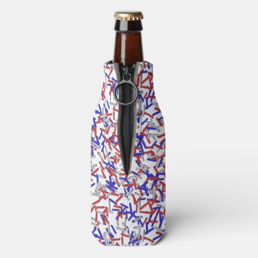 Patriottische Rode Witte Blauwe Sprinkels Flesjeskoeler (Fles Achterkant)