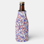 Patriottische Rode Witte Blauwe Sprinkels Flesjeskoeler (Fles Voorkant)