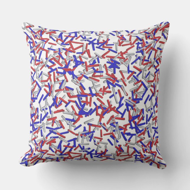 Patriottische Rode Witte Blauwe Sprinkels Kussen (Voorkant)