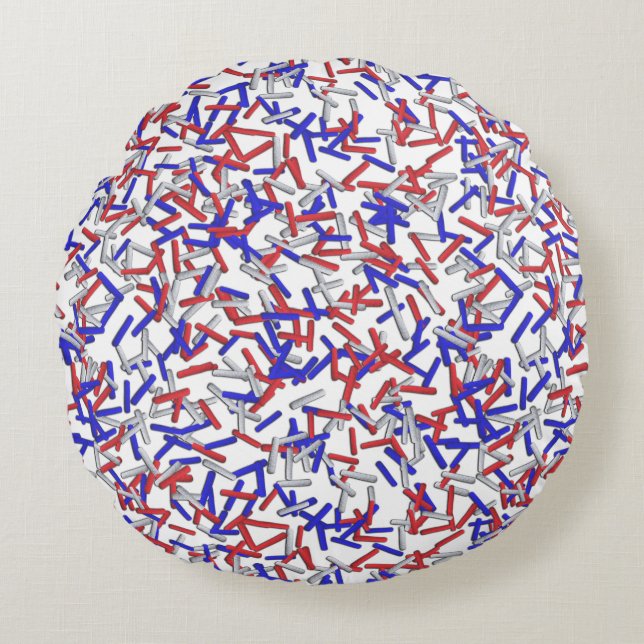 Patriottische Rode Witte Blauwe Sprinkels Rond Kussen (Voorkant)