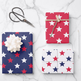 Patriottische Rode Witte Blauwe Sterren Amerikaans Inpakpapier Vel