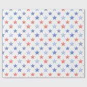 Patriottische Rode Witte & Blauwe Sterren Cadeaupapier (Vlak)