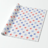 Patriottische Rode Witte & Blauwe Sterren Cadeaupapier (Uitgerold)
