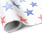 Patriottische Rode Witte & Blauwe Sterren Cadeaupapier (Rol Hoek)