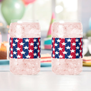 Patriottische rode witte blauwe sterren drinkware blikvorm glas