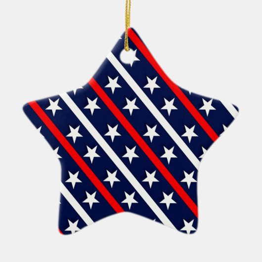 patriottische rode witte blauwe sterren keramisch ornament (Voorkant)