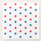 Patriottische rode witte blauwe sterren patroon 4  glazen onderzetter (Voorkant)