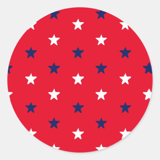 Patriottische rode witte blauwe sterren patroon 4  ronde sticker (Voorkant)