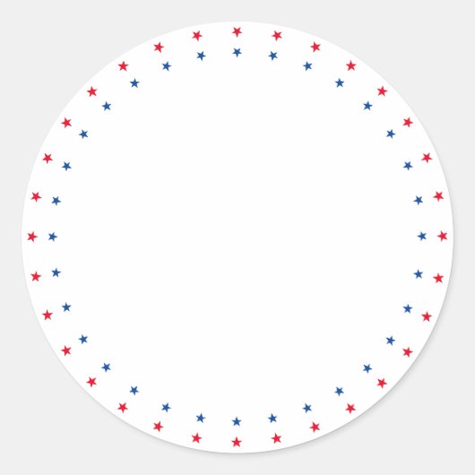 Patriottische rode witte blauwe sterren rand blanc ronde sticker (Voorkant)