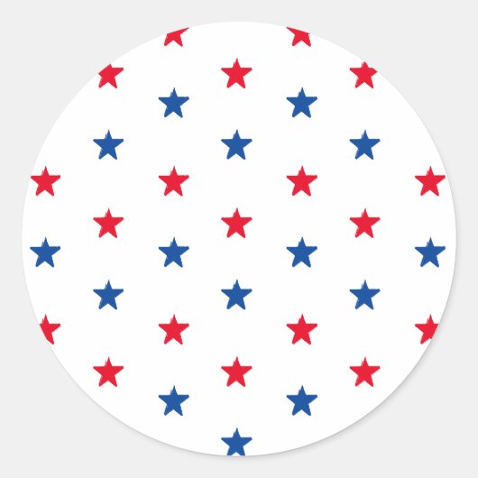 Patriottische rode witte blauwe sterren ronde sticker (Voorkant)