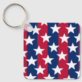 Patriottische Rode Witte Blauwe Sterren Sleutelhanger (Voorkant)