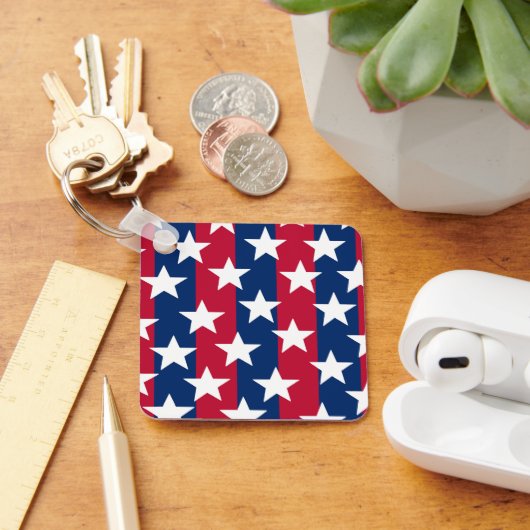 Patriottische Rode Witte Blauwe Sterren Sleutelhanger (Bureau)