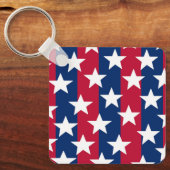 Patriottische Rode Witte Blauwe Sterren Sleutelhanger (Voorkant)