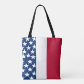 Patriottische Rode Witte Blauwe Sterren Tote Bag (Achterkant)