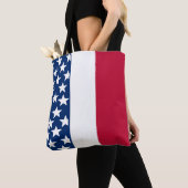 Patriottische Rode Witte Blauwe Sterren Tote Bag (Dichtbij)
