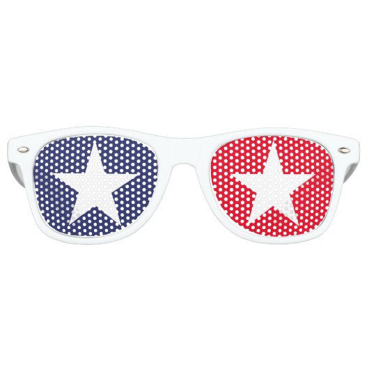 Patriottische rode witte blauwe sterren Vierde jul Retro Zonnebril (Voorkant)