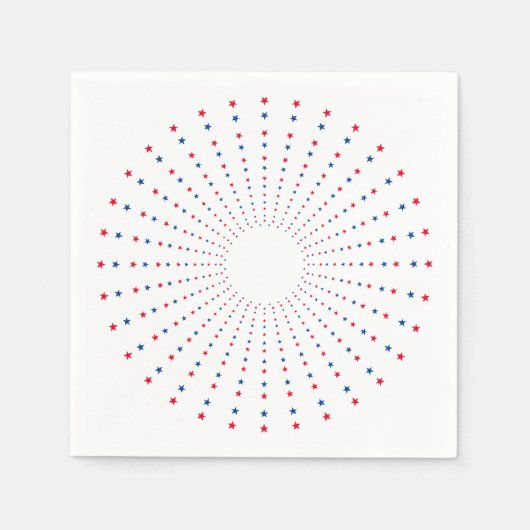 Patriottische rode witte blauwe sterren vuurwerk f servet (Voorkant)
