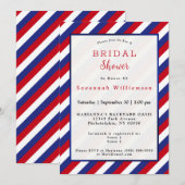 Patriottische rode witte blauwe streep bruidsshowe kaart (Voorkant / Achterkant)