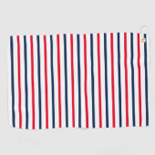 Patriottische rode witte blauwe strepen moderne golfhanddoek (Horizontaal)
