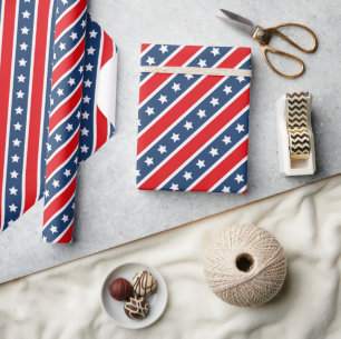 Patriottische Rode, Witte & Blauwe USA-sterren en Cadeaupapier