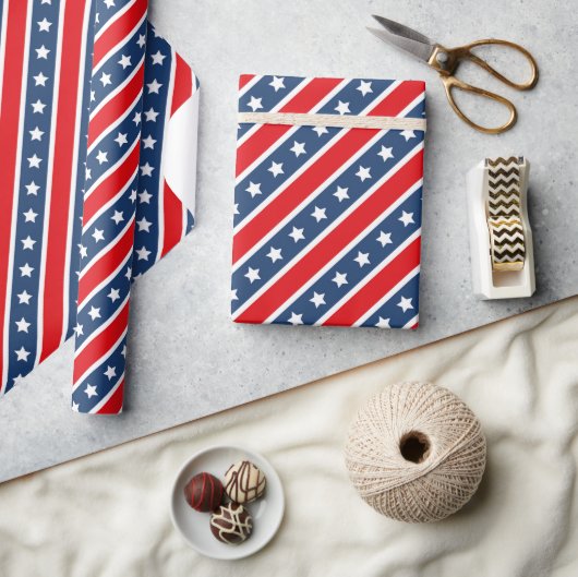 Patriottische Rode, Witte & Blauwe USA-sterren en Cadeaupapier (Crafts)