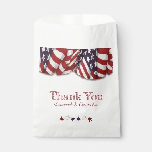 Patriottische rode witte blauwe vlekstaren Dank je Bedankzakje (Voorkant)