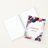 Patriottische rode witte blauwe zwarte ballonnen n notitieboek (Binnen)