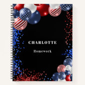 Patriottische rode witte blauwe zwarte ballonnen n notitieboek (Voorkant)