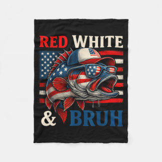Patriottische Rode Witte Bruh Amerika Vis Vissen 4 Fleece Deken