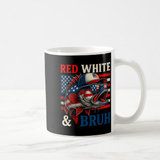 Patriottische Rode Witte Bruh Amerika Vis Vissen 4 Koffiemok
