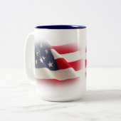 Patriottische Rode, Witte en Blauwe Amerika Vlag M Tweekleurige Koffiemok (Voorkant links)